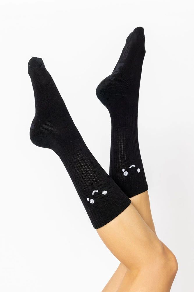 Happy Cry Face Mid-Calf Gym Socks - Black - Image 2