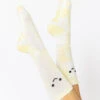 Happy Face Mid-Calf Gym Socks - Yellow Tie Dye