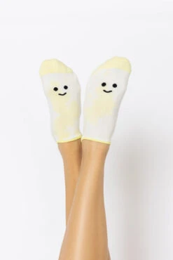 Happy Face Low Rise Socks - Yellow Tie Dye