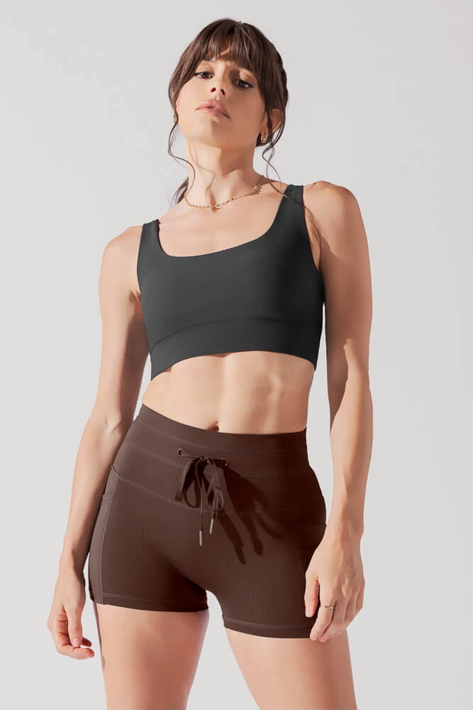 Adventure Scoop Bra (Ribbed) - Charcoal - Image 3