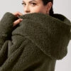 Faux Sherpa Cocoon Coat - Olive