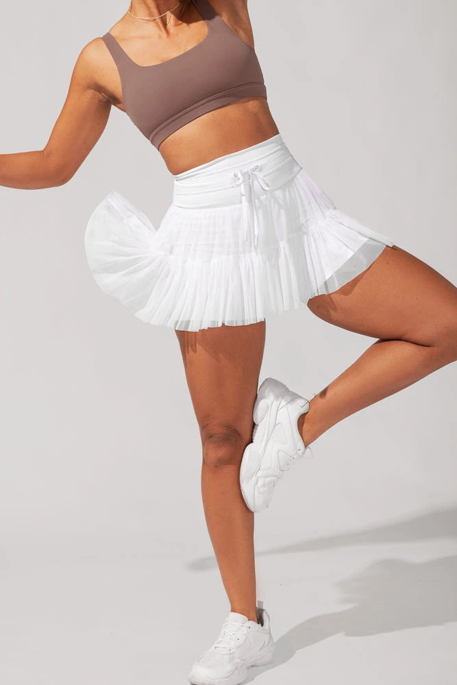 Pirouette Tiered Skort - Cool White