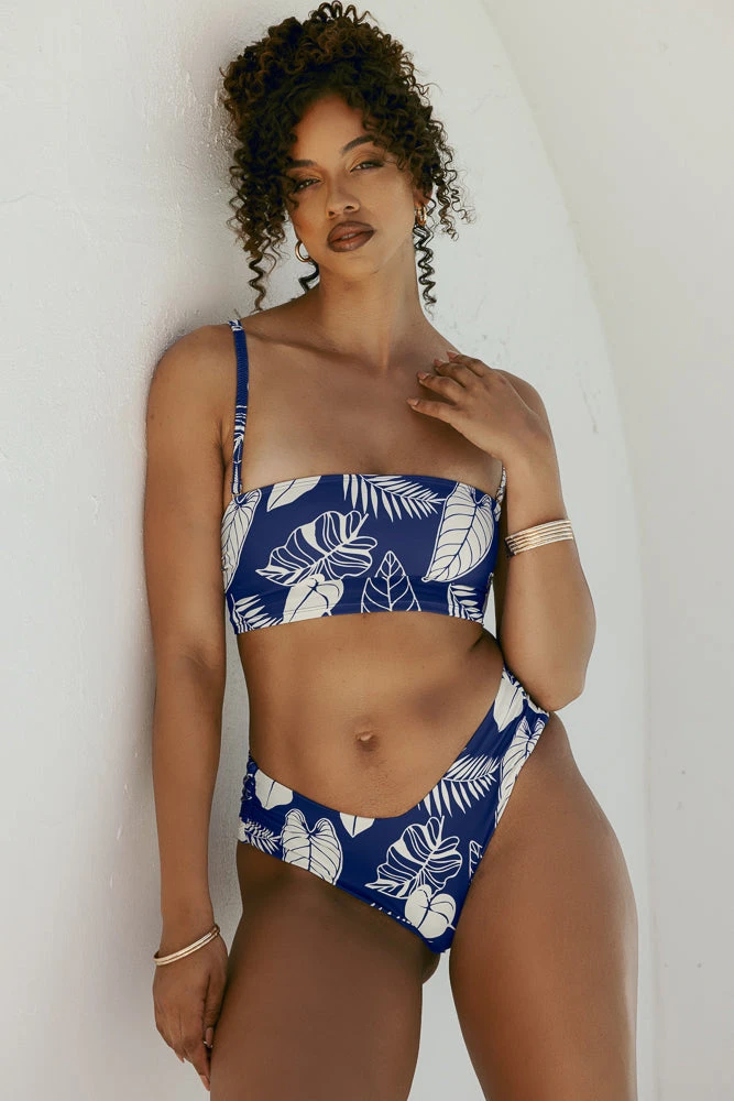 Sandbar Strapless Top - Blue Palm