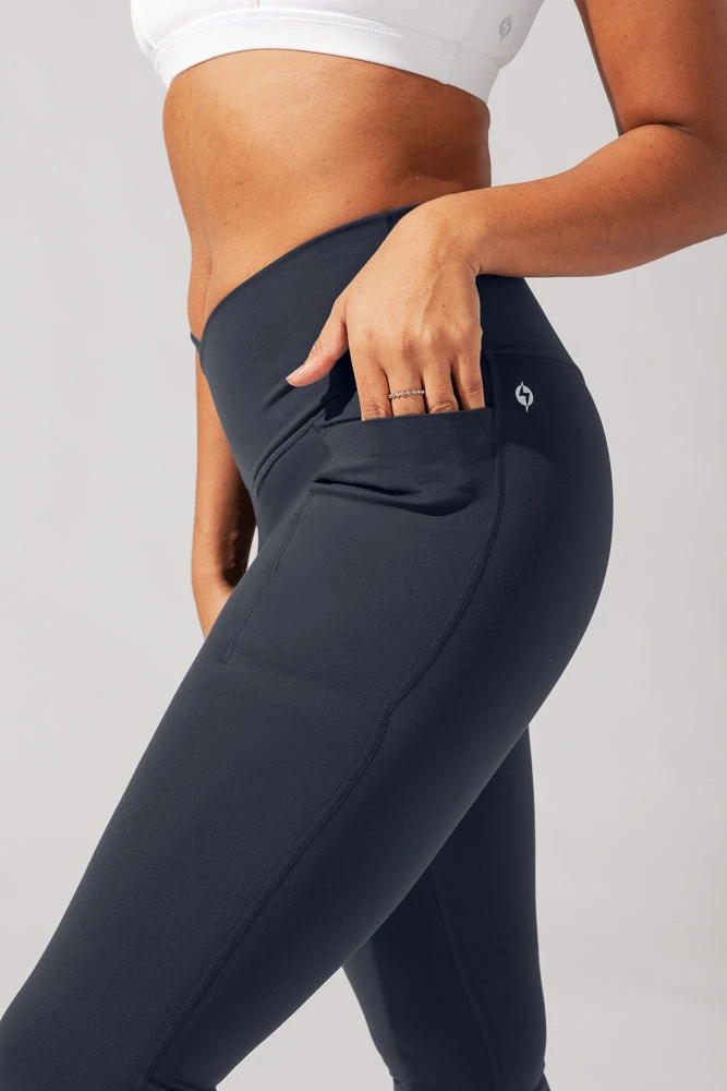 Crisscross HourglassĀ® Flared Leggings With Pockets - Smoky Navy - Image 7