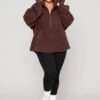 Big Hug Fleece Half Zip Sweater - Chocolate