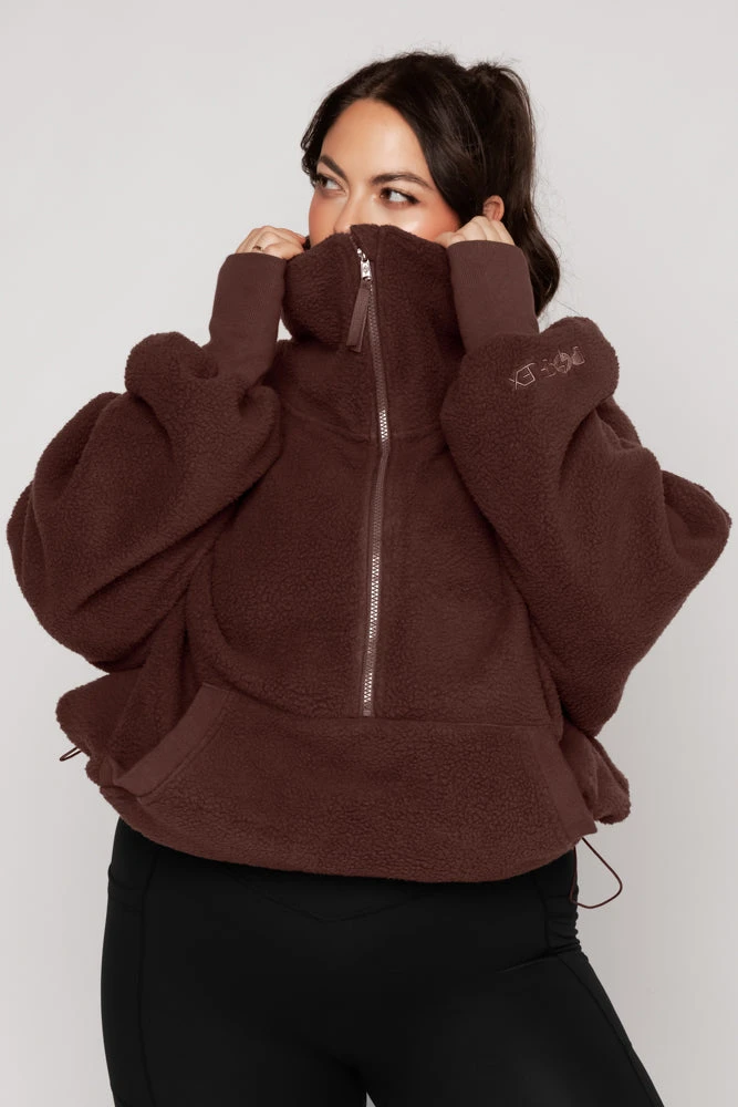 Big Hug Fleece Half Zip Sweater - Chocolate - Image 6