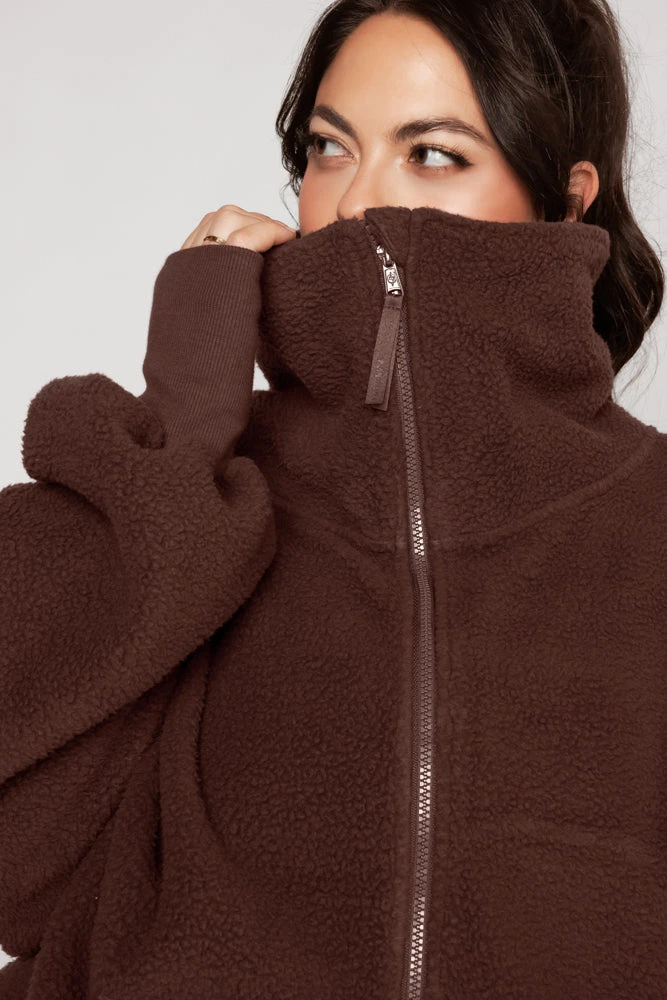 Big Hug Fleece Half Zip Sweater - Chocolate - Image 8