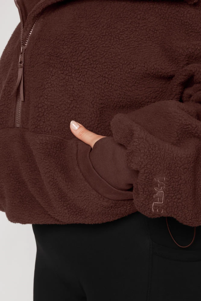Big Hug Fleece Half Zip Sweater - Chocolate - Image 4