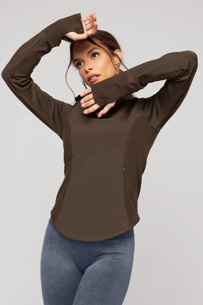 Chasing Pavements Mockneck Pullover - Dark Brown - Image 2