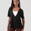 Daring Deep V Tee - Black
