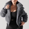 The Kinsley Bomber Jacket In Faux Sherpa - Grey