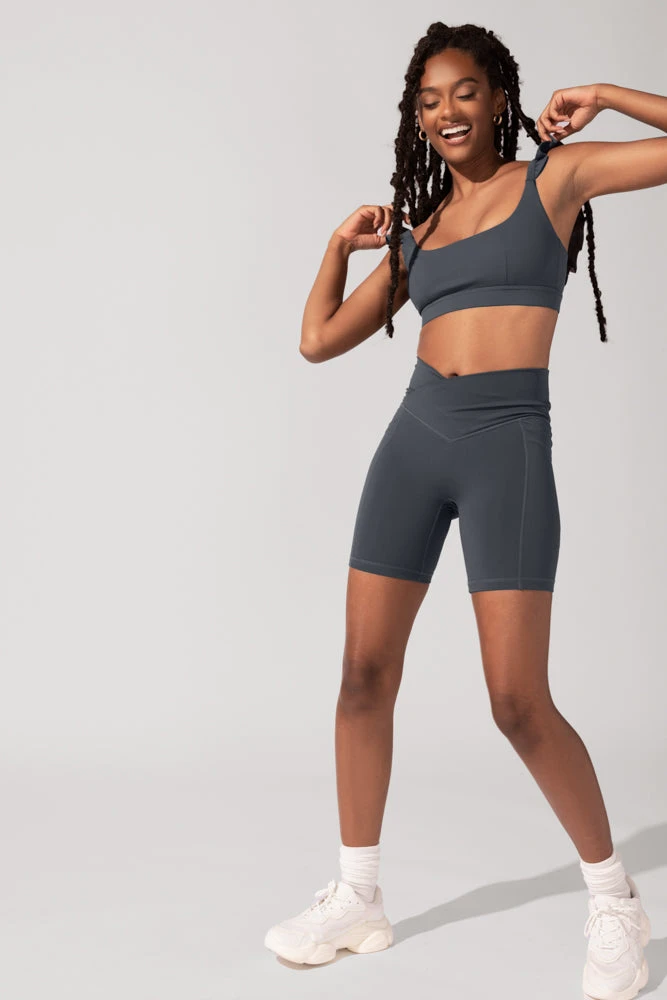 Crisscross Hourglass® Biker Short With Pockets (Pet Hair Resistant) - Smoky Grey - Image 7