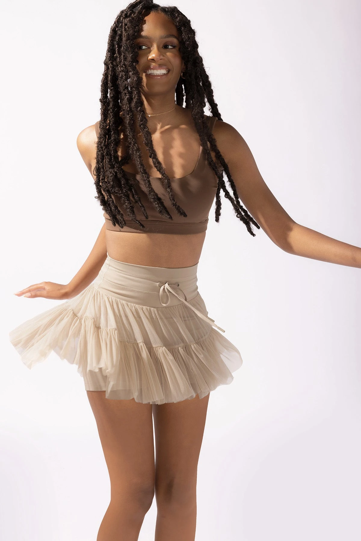 Pirouette Tiered Skort - Café Au Lait - Image 8