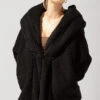 Faux Sherpa Cocoon Coat - Black