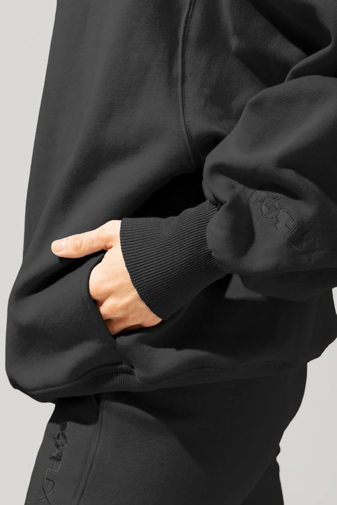 Ooey Gooey Mockneck Sweatshirt With Pockets - Black - Image 2