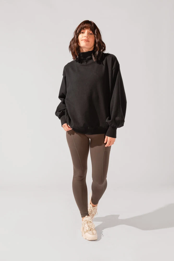 Ooey Gooey Mockneck Sweatshirt With Pockets - Black - Image 4