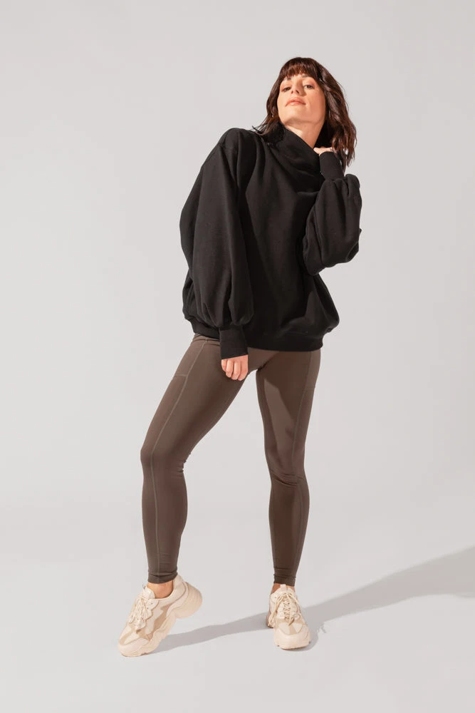 Ooey Gooey Mockneck Sweatshirt With Pockets - Black - Image 3