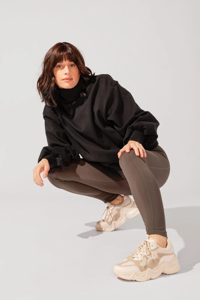 Ooey Gooey Mockneck Sweatshirt With Pockets - Black - Image 5