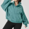 Ooey Gooey Half Zip Sweater - Turquoise