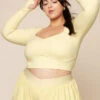 Sweetheart Long Sleeve Crop Top- Buttercream